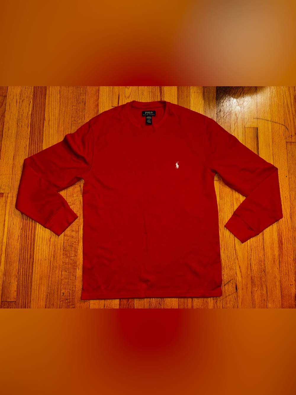 Polo Ralph Lauren Cotton Waffle-Knit Crewneck Pullover Sweater Red Men's L